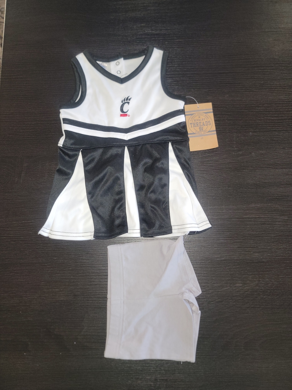 Girls 12 months Rivalry Threads Black & White Cheer Dress Set